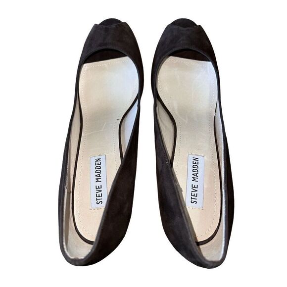 Steve Madden Brown Suede Peep Toe Pump GREAT CONDITION Womens Size 10 - Picture 5 of 9